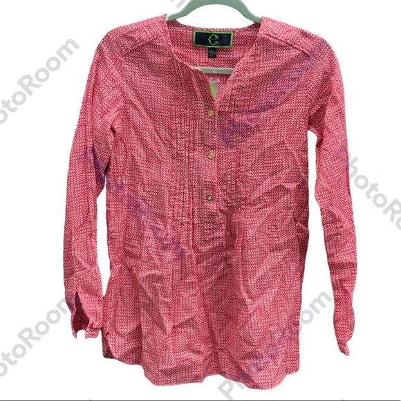 NWT C. WONDER BUTTON DOWN LINEN HENLEY - Picture 1 of 5